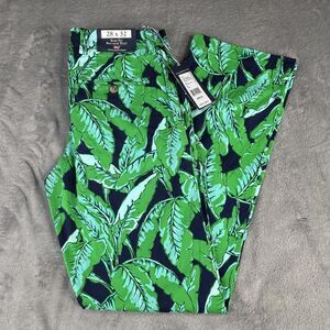 Vineyard Vines Pants Mens 28x32 Nautical Navy Slim Fit Breaker Banana Leaf Print